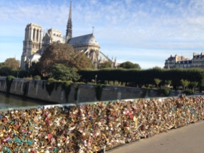 A view of Notre Dame from Love Lock Bridge